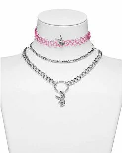 Budget 🎁 Multi-Pack Playboy Bunny Choker Necklaces - 3 Pack 👍