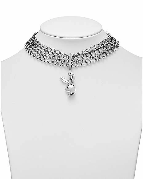 Deals π Playboy Bunny Silvertone Triple Strand Curb Chain Choker Necklace π 3 Deals π Playboy Bunny Silvertone Triple Strand Curb Chain Choker Necklace π