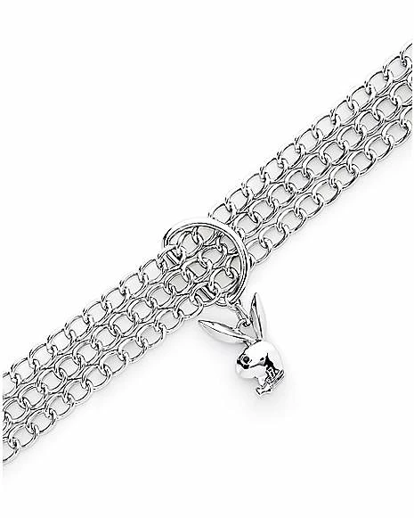 Deals π Playboy Bunny Silvertone Triple Strand Curb Chain Choker Necklace π 4 Deals π Playboy Bunny Silvertone Triple Strand Curb Chain Choker Necklace π - Image 2