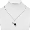 Cheap 🎁 CZ Silvertone and Black Bunny Head Chain Necklace 😉 -Playboy Shop 03934007 a