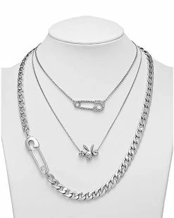 Discount 🧨 CZ 3 Row Playboy Bunny Paperclip Dice Chain Necklace 😍