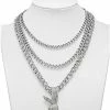 Coupon ⭐ CZ 3 Row Silvertone Playboy Bunny Chain Necklace 👍 -Playboy Shop 03934072 a