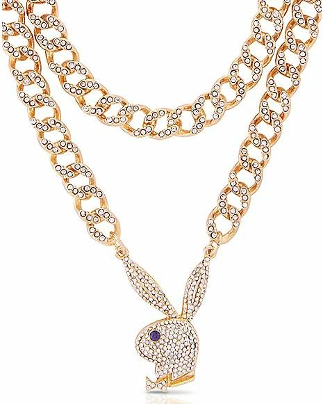 New π CZ Playboy Bunny Goldtone Figaro Chain Necklace π 5 New π CZ Playboy Bunny Goldtone Figaro Chain Necklace π - Image 3