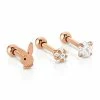 Cheapest ✨ Multi-Pack Star CZ Playboy Rose Goldplated Cartilage Barbells 3 Pack - 16 Gauge 🧨 -Playboy Shop 03940483 a