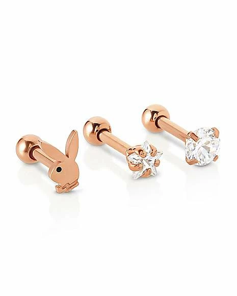 Cheapest β¨ Multi-Pack Star CZ Playboy Rose Goldplated Cartilage Barbells 3 Pack - 16 Gauge 𧨠3 Cheapest β¨ Multi-Pack Star CZ Playboy Rose Goldplated Cartilage Barbells 3 Pack - 16 Gauge π§¨