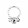 Promo ⌛ CZ Silvertone Playboy Bunny Cartilage Hinged Hoop Ring - 16 Gauge 🛒 -Playboy Shop 03940509 a