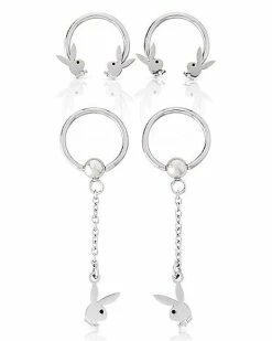Coupon 😍 Multi-Pack Playboy Nipple Horseshoes and Dangle Nipple Captive Rings 2 Pair - 16 Gauge 😀