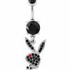 Brand new 🥰 Black CZ Cluster Playboy Belly Ring - 14 Gauge 🛒 -Playboy Shop 03940590 a