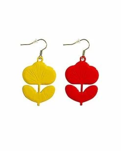 Alternative view of Promo 🧨 70s Red and Yellow Flower Dangle Earrings 👏