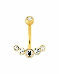 Buy 🎁 CZ Goldtone Multi-Gem Playboy Bunny Belly Ring - 14 Gauge 🎉