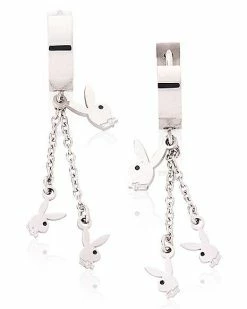 Best Sale β Silverplated Triple Playboy Bunny Hoop Huggie Dangle Earrings - 18 Gauge π 5 Best Sale β Silverplated Triple Playboy Bunny Hoop Huggie Dangle Earrings - 18 Gauge π -Playboy Shop 03940848 b