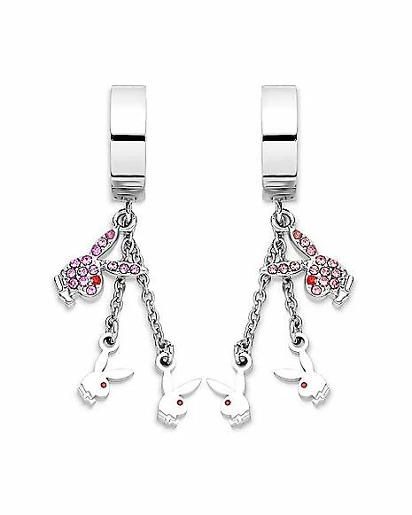 Coupon π CZ Triple Playboy Bunny Hoop Huggie Dangle Earrings - 18 Gauge π 3 Coupon π CZ Triple Playboy Bunny Hoop Huggie Dangle Earrings - 18 Gauge π