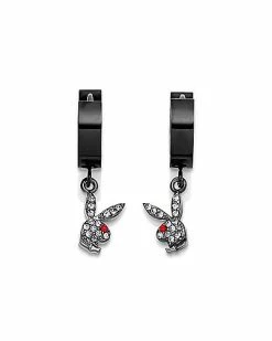Brand new 😀 CZ Playboy Bunny Hoop Huggie Dangle Earrings - 18 Gauge 🎉
