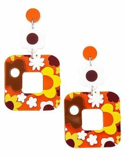 Best Pirce 🤩 70s Groovy Flower Square Dangle Earrings 🥰