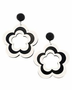 Brand new 🔥 Black and Silvertone Flower Cutout Dangle Earrings 🥰