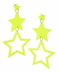 Deals ⭐ 70s Yellow Triple Star Dangle Earrings 😉