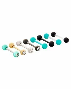 Buy 😉 Multi-Pack CZ Black Teal and Gold Barbells 8 Pack - 14 Gauge 🔔