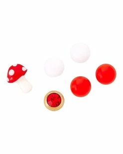 Coupon 🎉 CZ Red Goldtone Mushroom Barbell with Extra Balls 6 Pack - 14 Gauge 🎁 -Playboy Shop 03943149 c