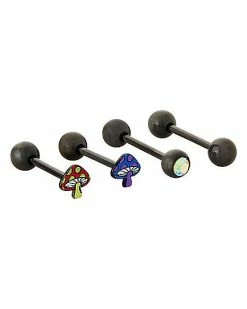 Hot Sale 🎉 Multi-Pack CZ Mushroom Barbells 4 Pack - 14 Gauge ✔️