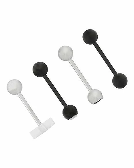 Deals βοΈ Multi-Pack Silver and Black Moth Barbells 4 Pack - 14 Gauge π 4 Deals βοΈ Multi-Pack Silver and Black Moth Barbells 4 Pack - 14 Gauge π - Image 2