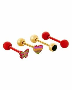 Cheapest 👍 Multi-Pack CZ Rose Gold Butterfly Heart Barbells 4 Pack - 14 Gauge 😍