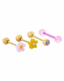 Promo 🛒 Multi-Pack CZ 70s Flower Barbells 4 Pack - 14 Gauge 👍
