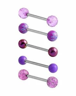 Deals 👏 Multi-Pack Pink and Purple Glitter Barbells 5 Pack - 14 Gauge 👏