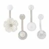 Cheapest ⌛ Multi-Pack CZ White Flower Pearl Belly Rings 4 Pack - 14 Gauge 🌟 -Playboy Shop 03945953 a