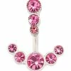 New 🎉 CZ Pink Circles Dangle Belly Ring -14 Gauge 🌟 -Playboy Shop 03945961 a