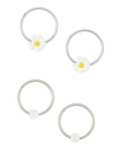 Deals 🥰 Multi-Pack Glow in the Dark Daisy Captive Rings 2 Pair - 18 Gauge ✔️