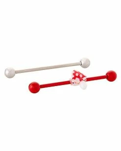 Top 10 🛒 Multi-Pack Silver and Red Mushroom Industrial Barbells 2 Pack - 14 Gauge 🔥