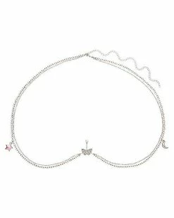 Cheapest 😍 CZ Butterfly Star and Moon Chain Belly Ring - 14 Gauge 🎉 -Playboy Shop 03946241 b