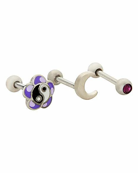 Cheap 𧨠Multi-Pack Black CZ and Yin Yang Flower Cartilage Barbells 3 Pack - 18 Gauge β¨ 3 Cheap 𧨠Multi-Pack Black CZ and Yin Yang Flower Cartilage Barbells 3 Pack - 18 Gauge β¨