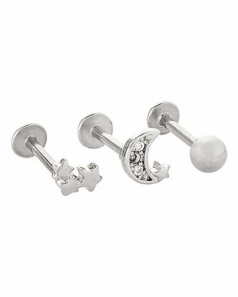 Promo βοΈ Multi-Pack Moon and Stars Cartilage Earrings 3 Pack - 16 Gauge π 3 Promo βοΈ Multi-Pack Moon and Stars Cartilage Earrings 3 Pack - 16 Gauge π