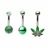 New 🧨 Multi-Pack Green Weed Leaf Belly Rings 3 Pack - 14 Gauge 👍 -Playboy Shop 03946845 a