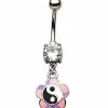 Flash Sale 🎉 CZ Yin Yang Flower Dangle Belly Ring - 14 Gauge 🧨 -Playboy Shop 03946886 a