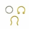 Hot Sale ⭐ Multi-Pack Silvertone and Goldtone Hoop Ring and Horseshoe and Septum Retainers 3 Pack - 14 Gauge 😀