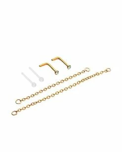 Deals π Multi-Pack Opal-Effect Goldplated L-Bend Nose Rings and Nose Chains 2 Pair - 18 Gauge 𧨠5 Deals π Multi-Pack Opal-Effect Goldplated L-Bend Nose Rings and Nose Chains 2 Pair - 18 Gauge 𧨠-Playboy Shop 03948304 b