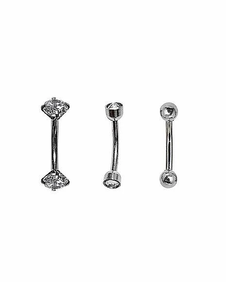 Coupon β¨ Multi-Pack Silvertone CZ Curved Barbells 3 Pack - 16 Gauge 𧨠3 Coupon β¨ Multi-Pack Silvertone CZ Curved Barbells 3 Pack - 16 Gauge π§¨