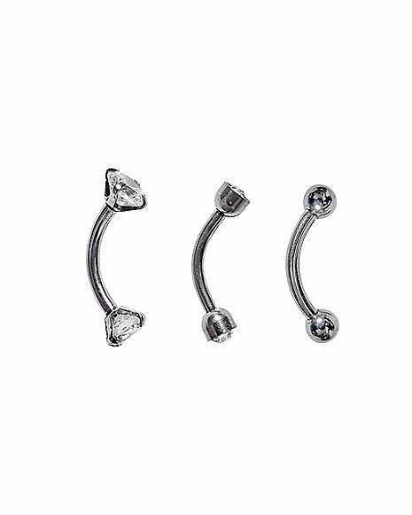 Coupon ⨠Multi-Pack Silvertone CZ Curved Barbells 3 Pack - 16 Gauge 𧨠4 Coupon ⨠Multi-Pack Silvertone CZ Curved Barbells 3 Pack - 16 Gauge 𧨠- Image 2