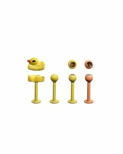 Flash Sale 😉 Multi-Pack CZ Yellow and Green Duck Labret Lip Rings 4 Pack - 16 Gauge 👍
