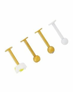 Best reviews of ✨ Multi-Pack CZ Daisy White and Goldtone Labret Lip Rings 4 Pack - 16 Gauge 🌟 -Playboy Shop 03948379 b