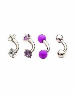 Wholesale 🥰 Multi-Pack CZ Purple Curved Barbells 4 Pack - 16 Gauge ❤️ -Playboy Shop 03948536 b