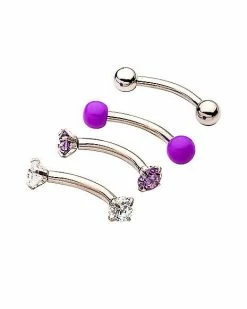 Wholesale 🥰 Multi-Pack CZ Purple Curved Barbells 4 Pack - 16 Gauge ❤️ -Playboy Shop 03948536 c