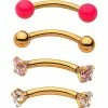 Top 10 π Multi-Pack CZ Pink Goldtone Curved Barbells 4 Pack - 16 Gauge π― 1 Top 10 π Multi-Pack CZ Pink Goldtone Curved Barbells 4 Pack - 16 Gauge π― -Playboy Shop 03948544 a
