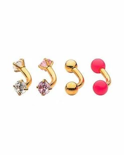 Top 10 π Multi-Pack CZ Pink Goldtone Curved Barbells 4 Pack - 16 Gauge π― 5 Top 10 π Multi-Pack CZ Pink Goldtone Curved Barbells 4 Pack - 16 Gauge π― -Playboy Shop 03948544 b