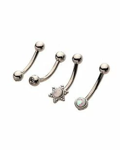 New 👏 Multi-Pack CZ Opal-Effect Sun Curved Barbells 4 Pack - 16 Gauge 🛒 -Playboy Shop 03948551 b
