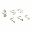Brand new 👍 Multi-Pack CZ Aurora Borealis L-Bend Nose Rings 6 Pack - 20 Gauge 😉 -Playboy Shop 03948676 a