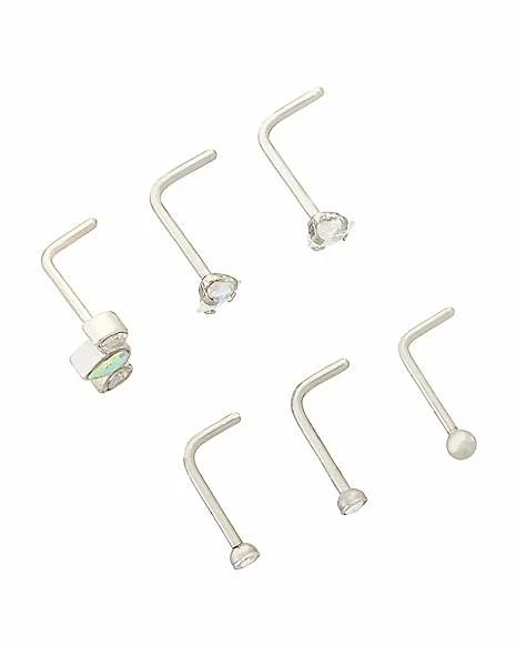 Brand new π Multi-Pack CZ Aurora Borealis L-Bend Nose Rings 6 Pack - 20 Gauge π 4 Brand new π Multi-Pack CZ Aurora Borealis L-Bend Nose Rings 6 Pack - 20 Gauge π - Image 2