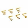 Outlet 🌟 Multi-Pack CZ Goldtone L-Bend Nose Rings 6 Pack - 20 Gauge 🌟 -Playboy Shop 03948692 a
